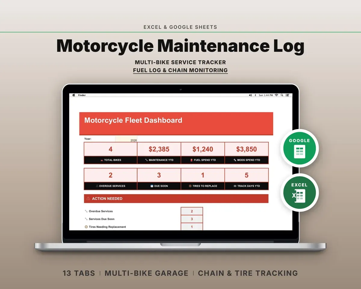 Motorcycle Maintenance Log preview 1