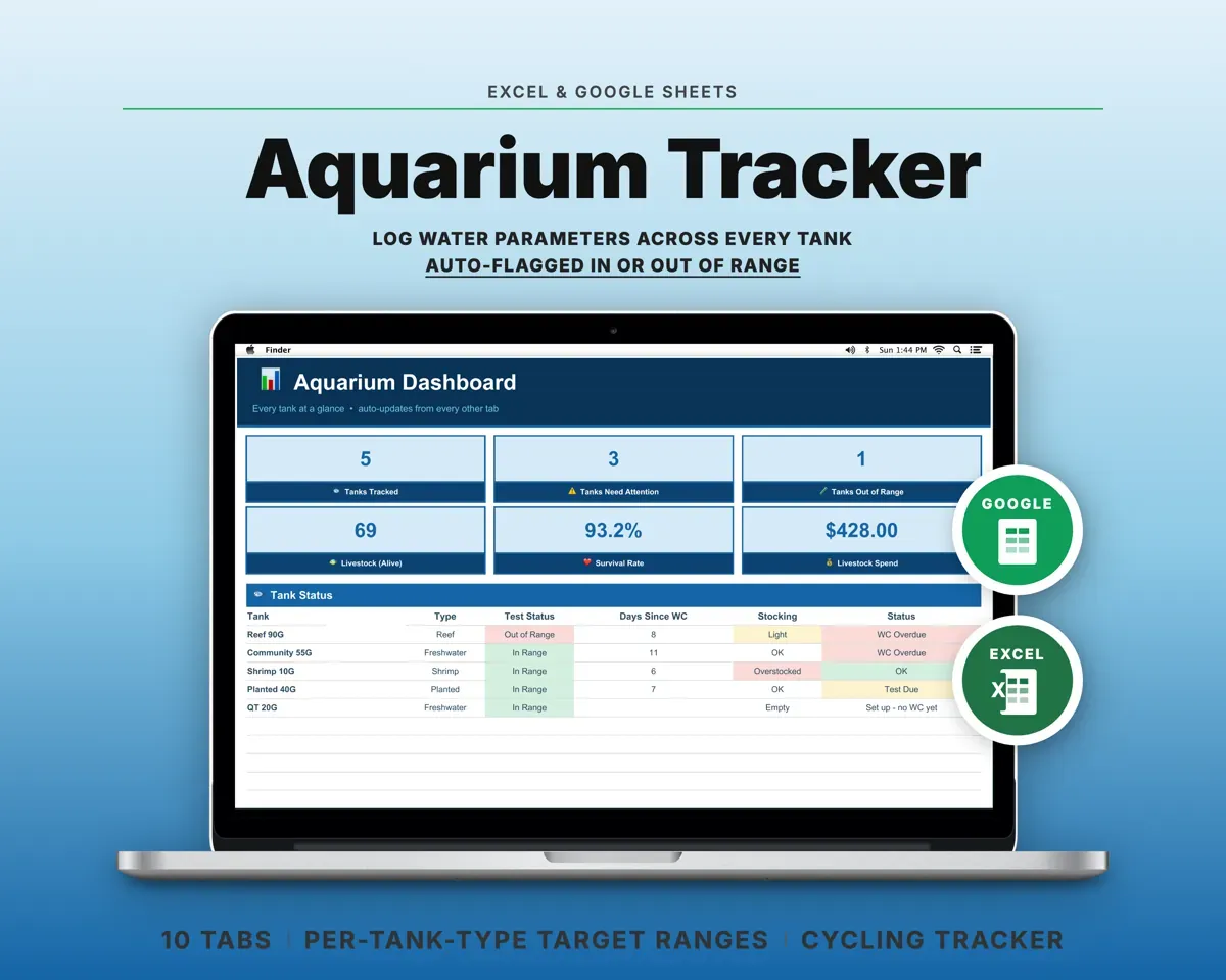 Aquarium Tracker Spreadsheet preview 1