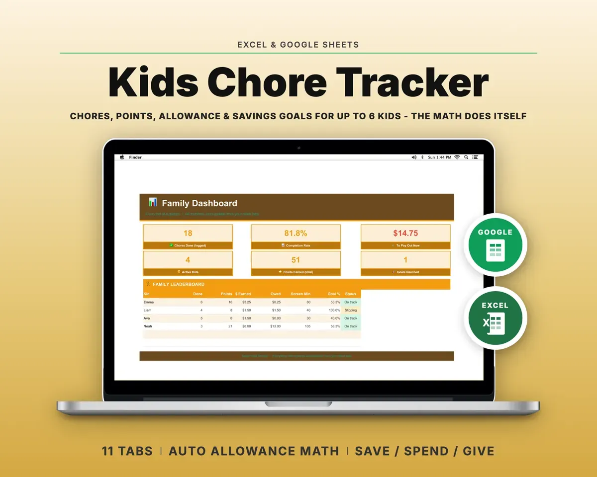 Kids Chore Chart & Allowance Tracker preview 1