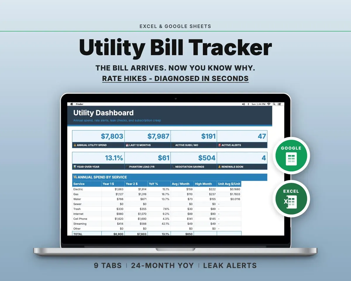 Utility Bill Tracker Spreadsheet preview 1