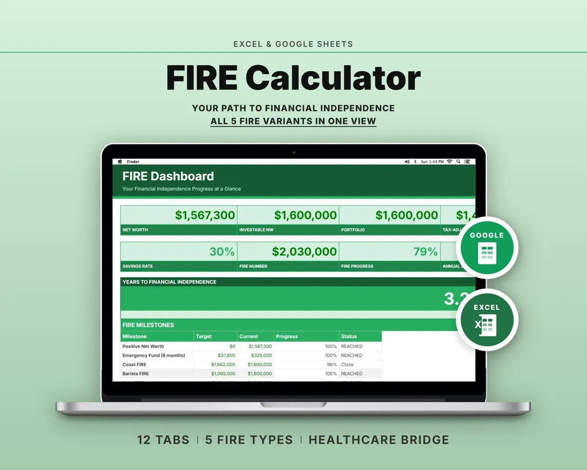 FIRE Calculator Spreadsheet preview 1