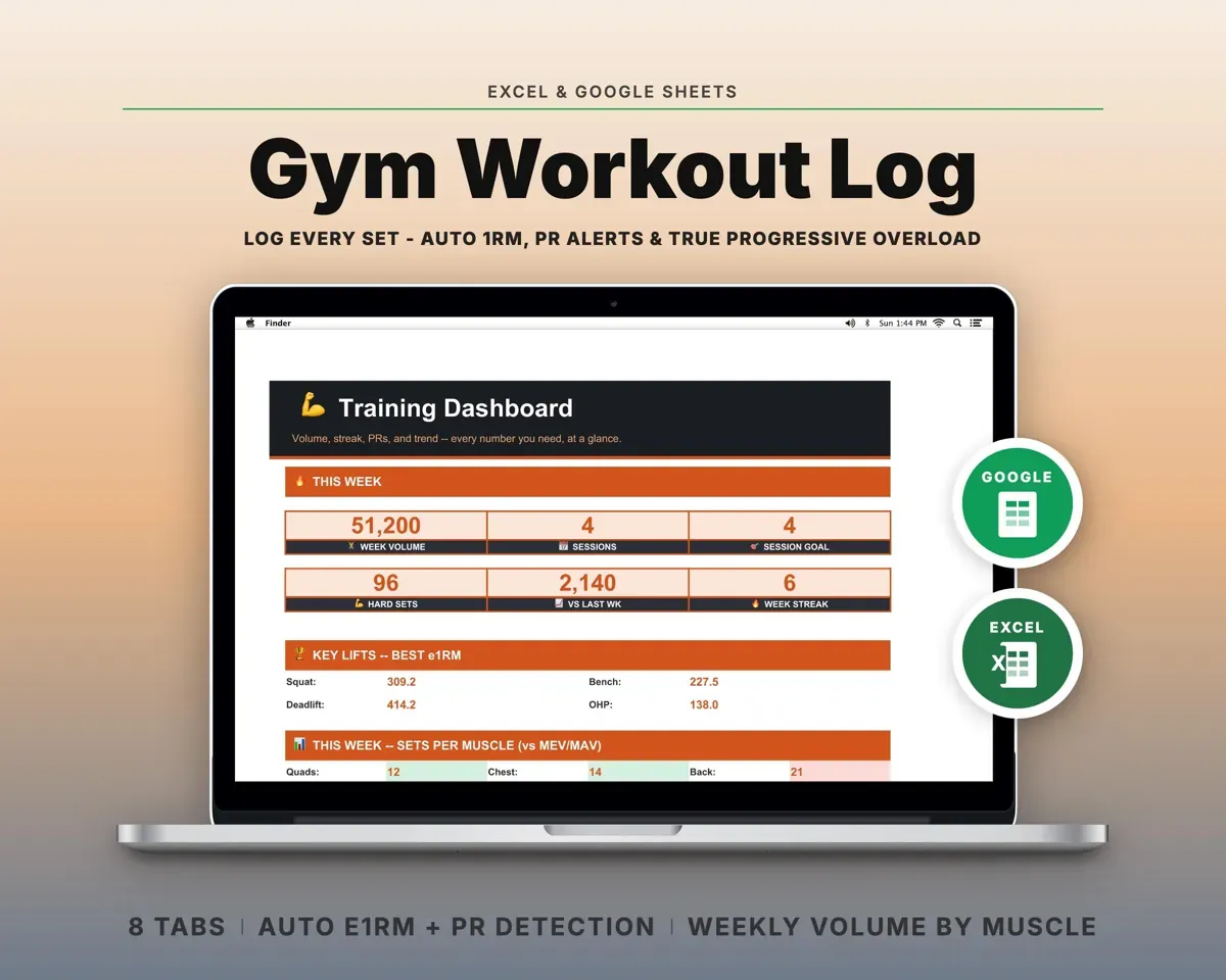 Workout Log Spreadsheet preview 1
