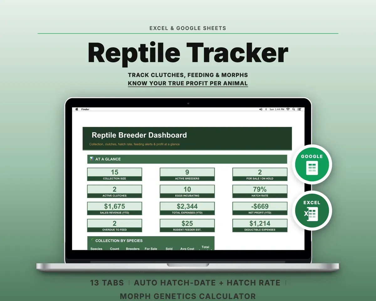 Reptile Breeder Spreadsheet preview 1