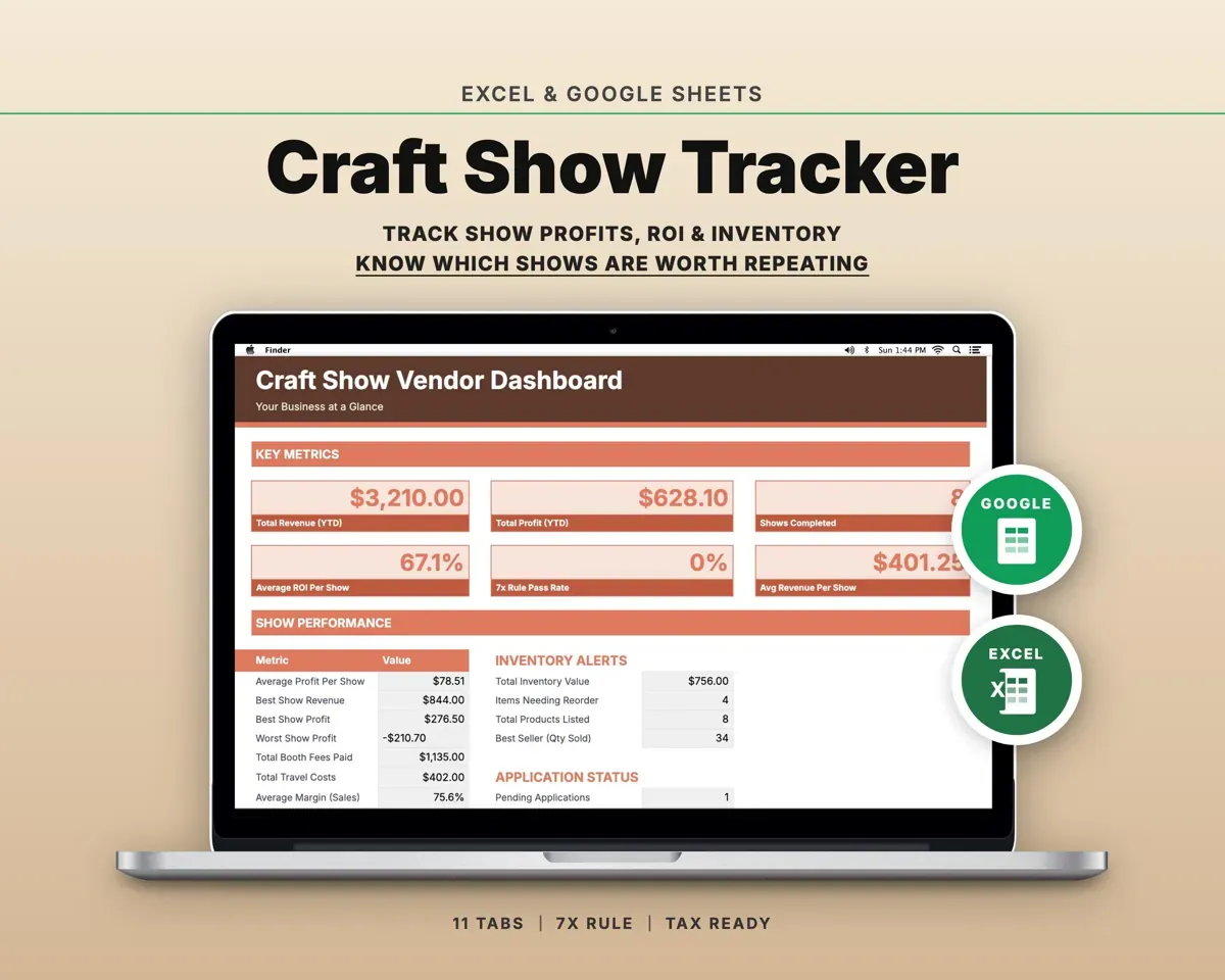 Craft Show Tracker Spreadsheet preview 1