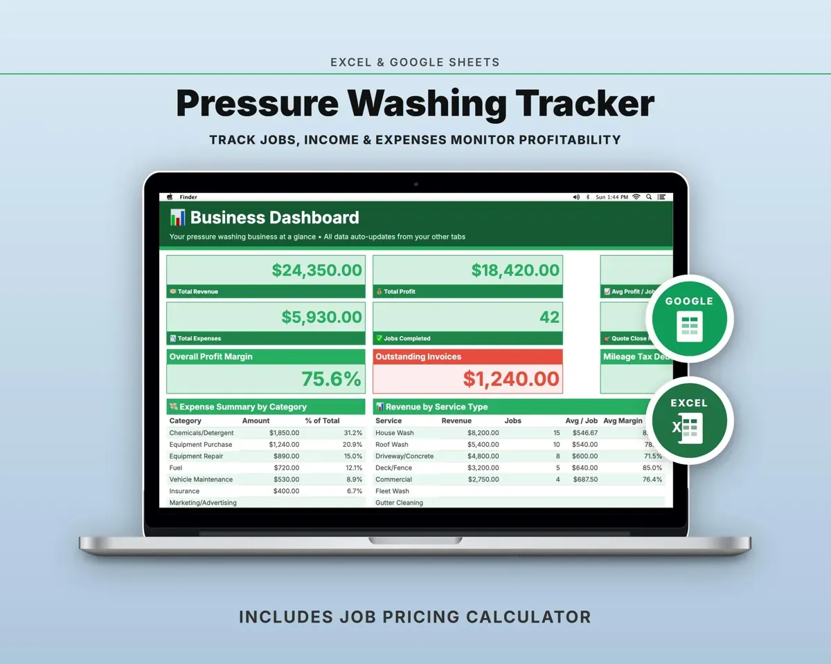 Pressure Washing Business Tracker preview 1