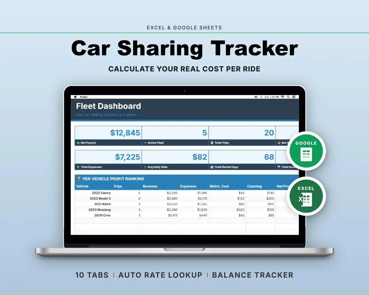 Car Sharing Host Spreadsheet preview 1