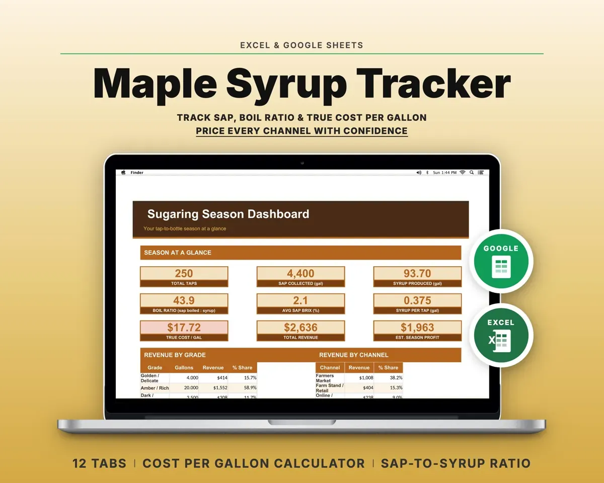 Maple Syrup Tracker Spreadsheet preview 1