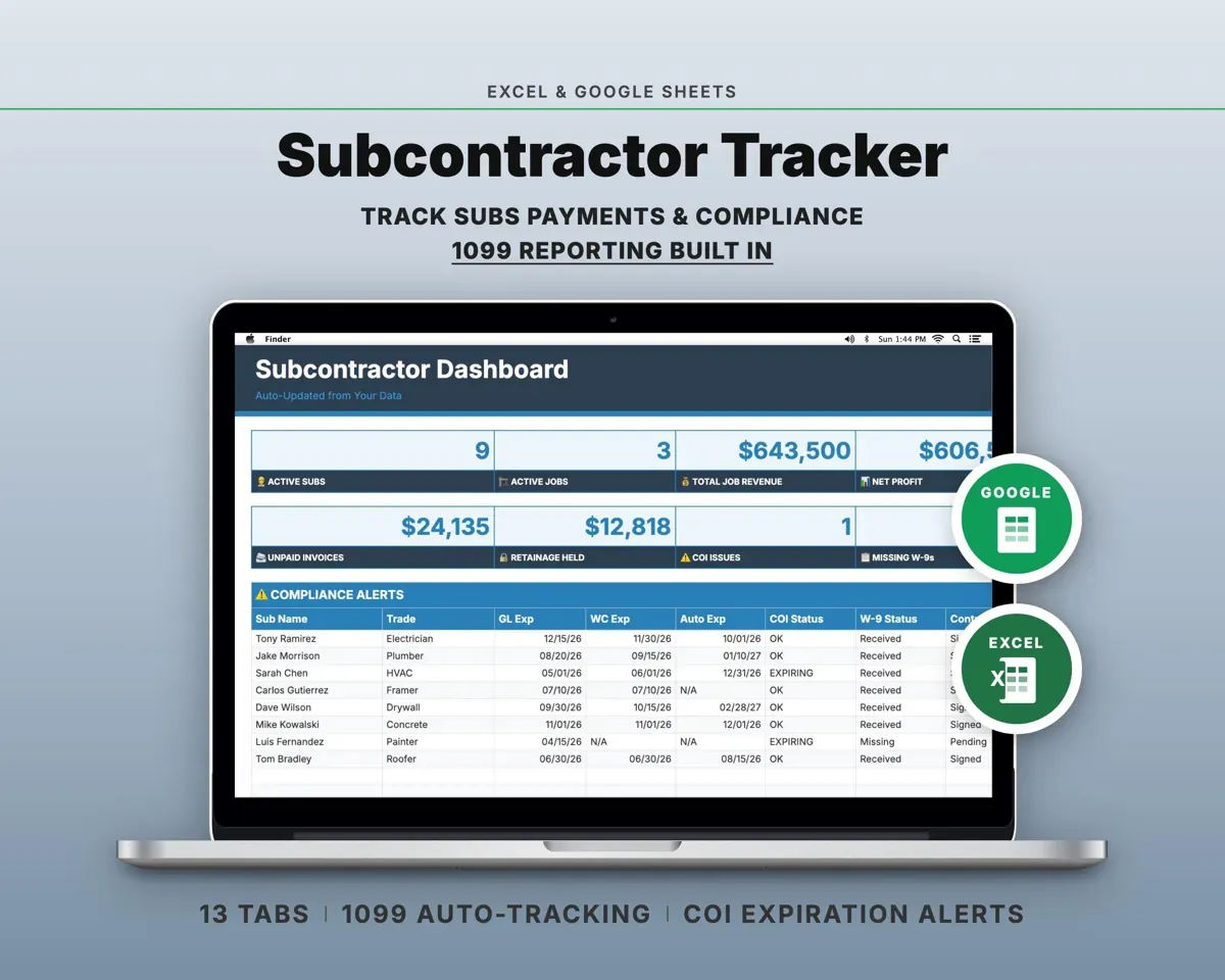 Subcontractor Management Tracker preview 1