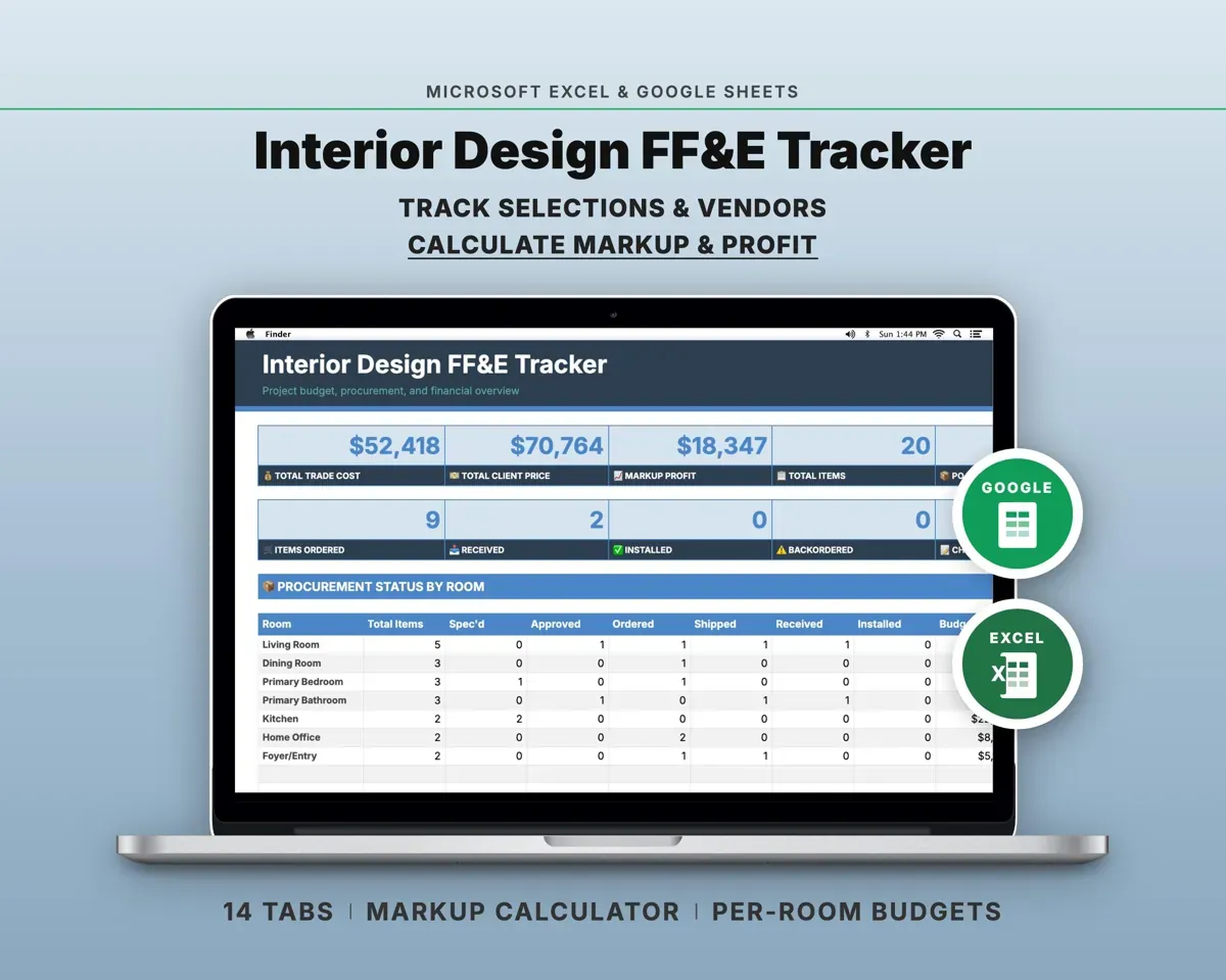 Interior Design FF&E Tracker preview 1