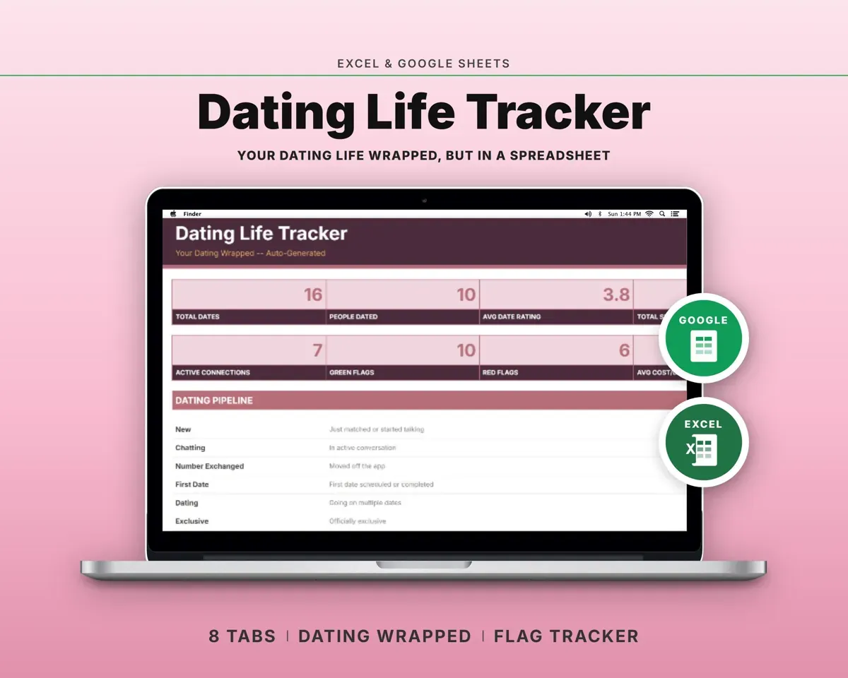 Dating Tracker Spreadsheet preview 1