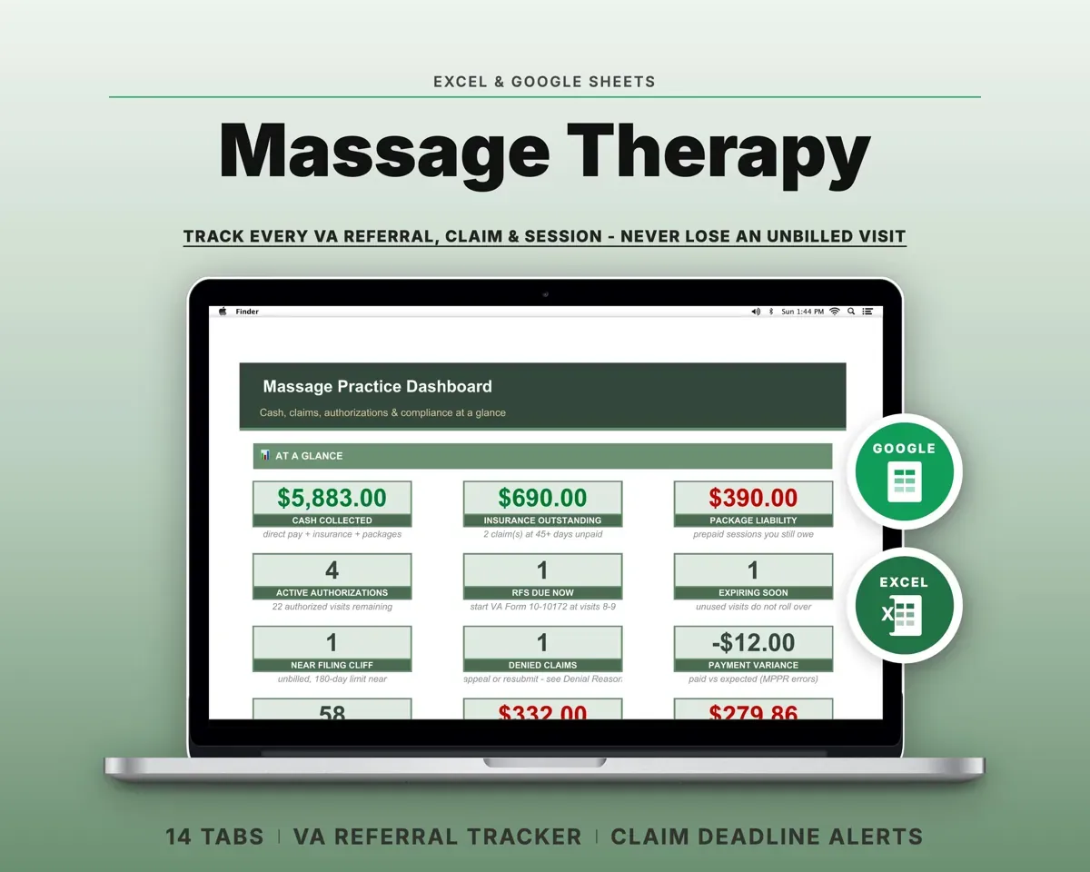 Massage Therapy Business Spreadsheet preview 1