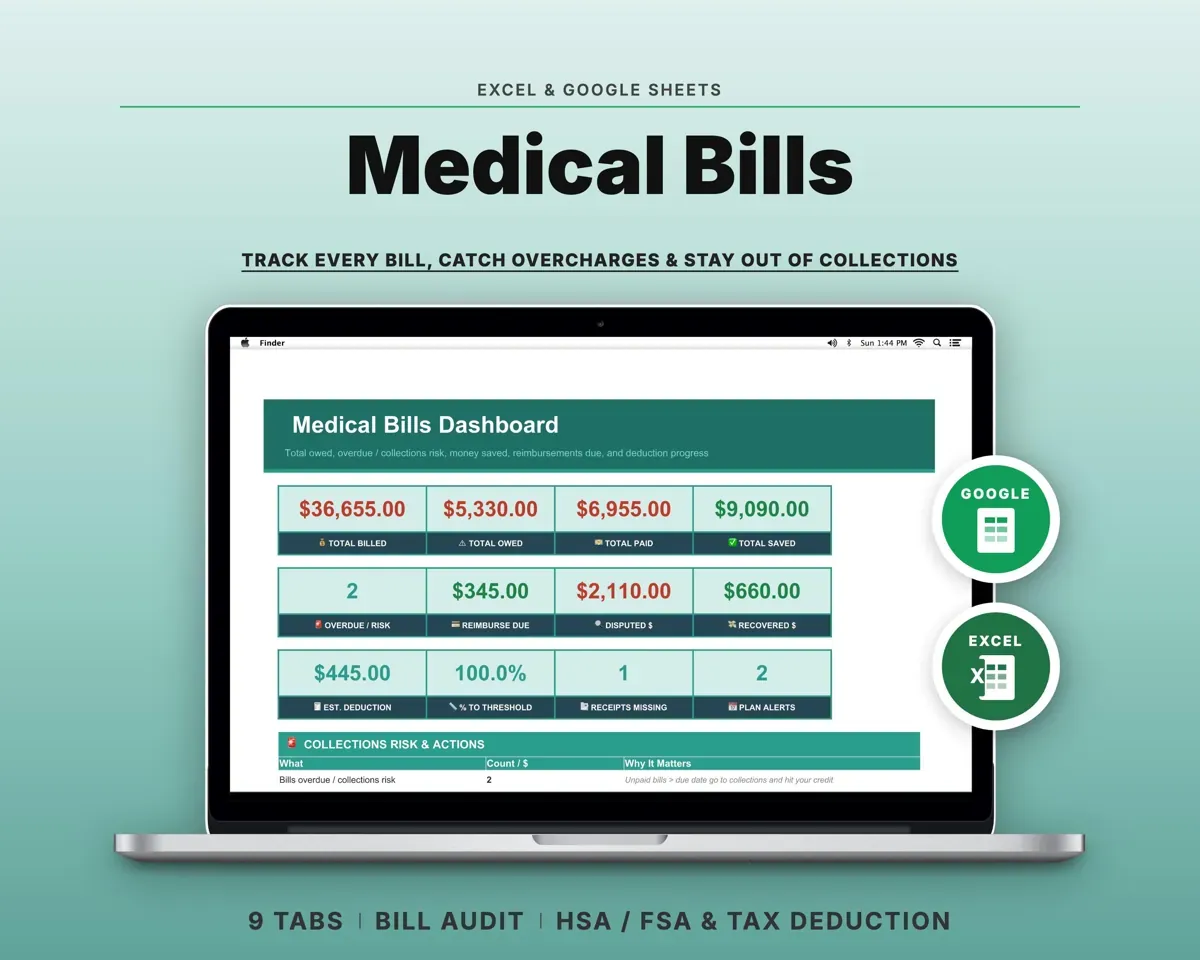 Medical Bills Tracker Spreadsheet preview 1