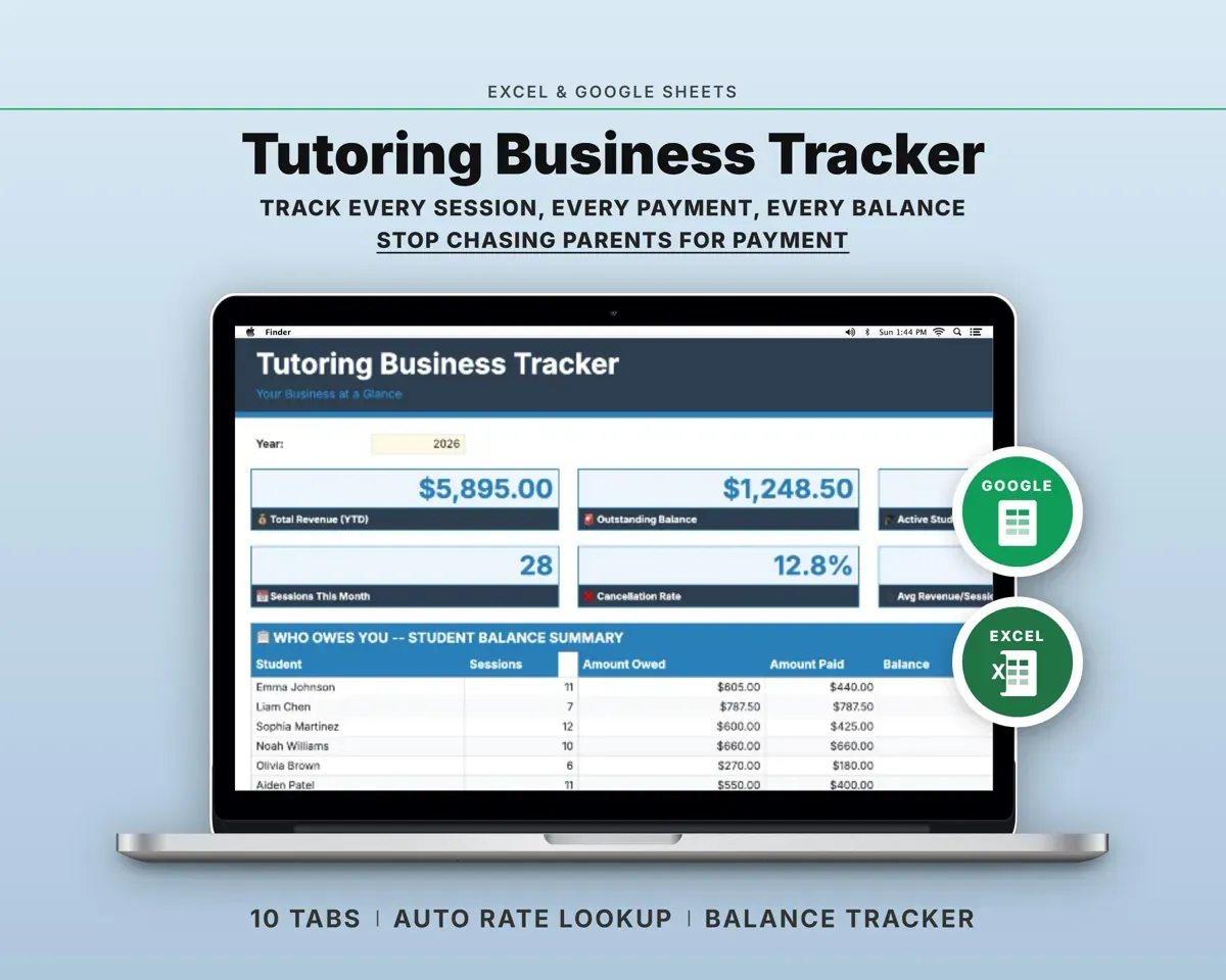 Tutoring Business Tracker preview 1