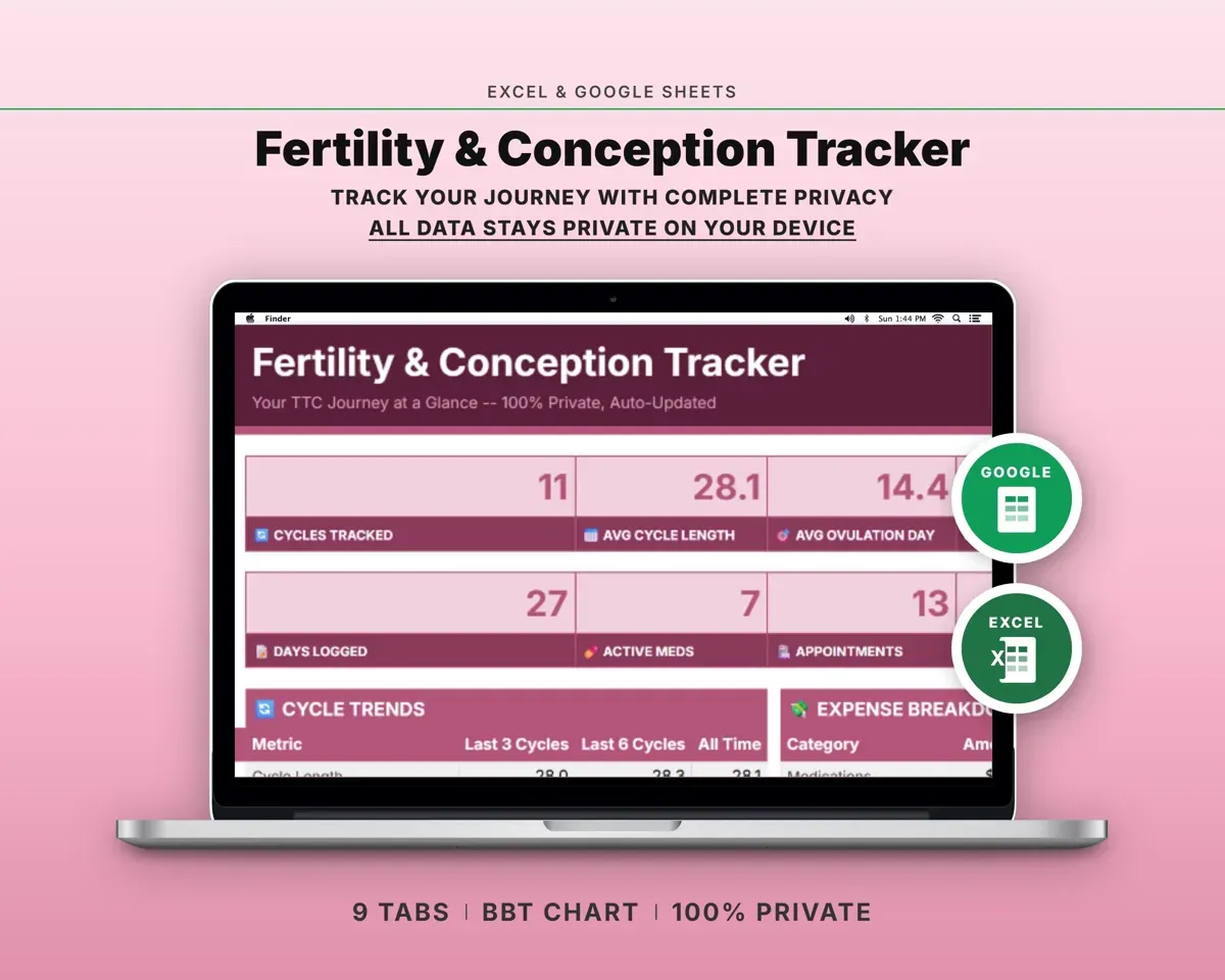 Fertility Tracker Spreadsheet preview 1