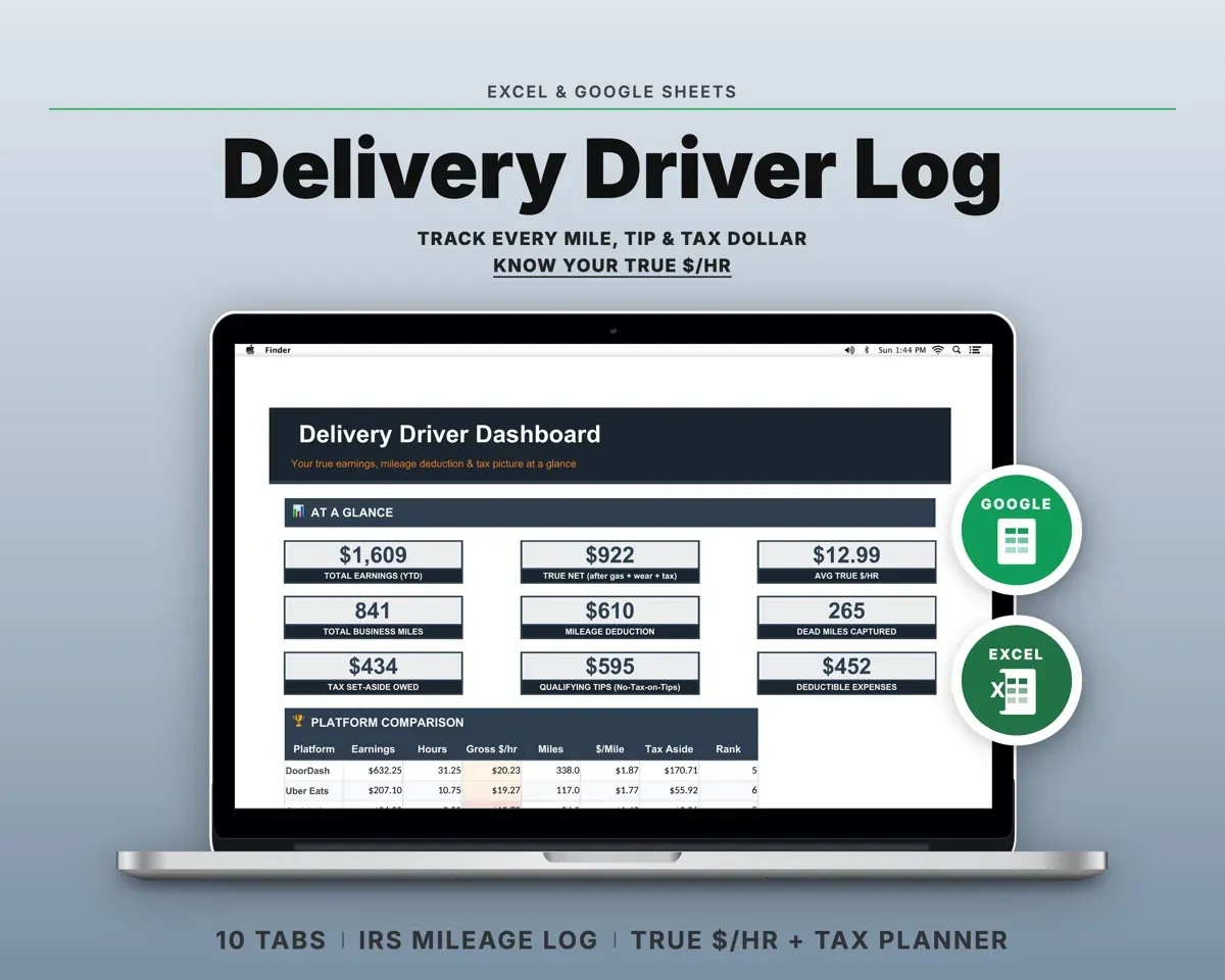 Delivery Driver Log Spreadsheet preview 1