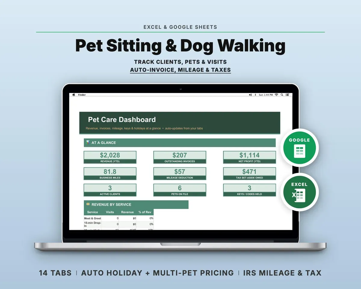 Pet Sitting Business Tracker preview 1