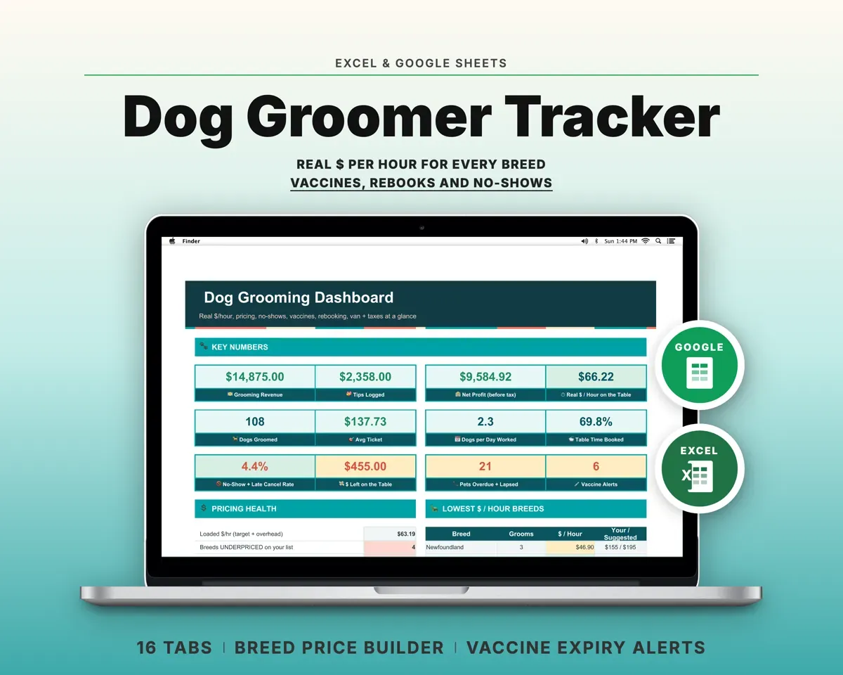 Dog Grooming Business Tracker preview 1