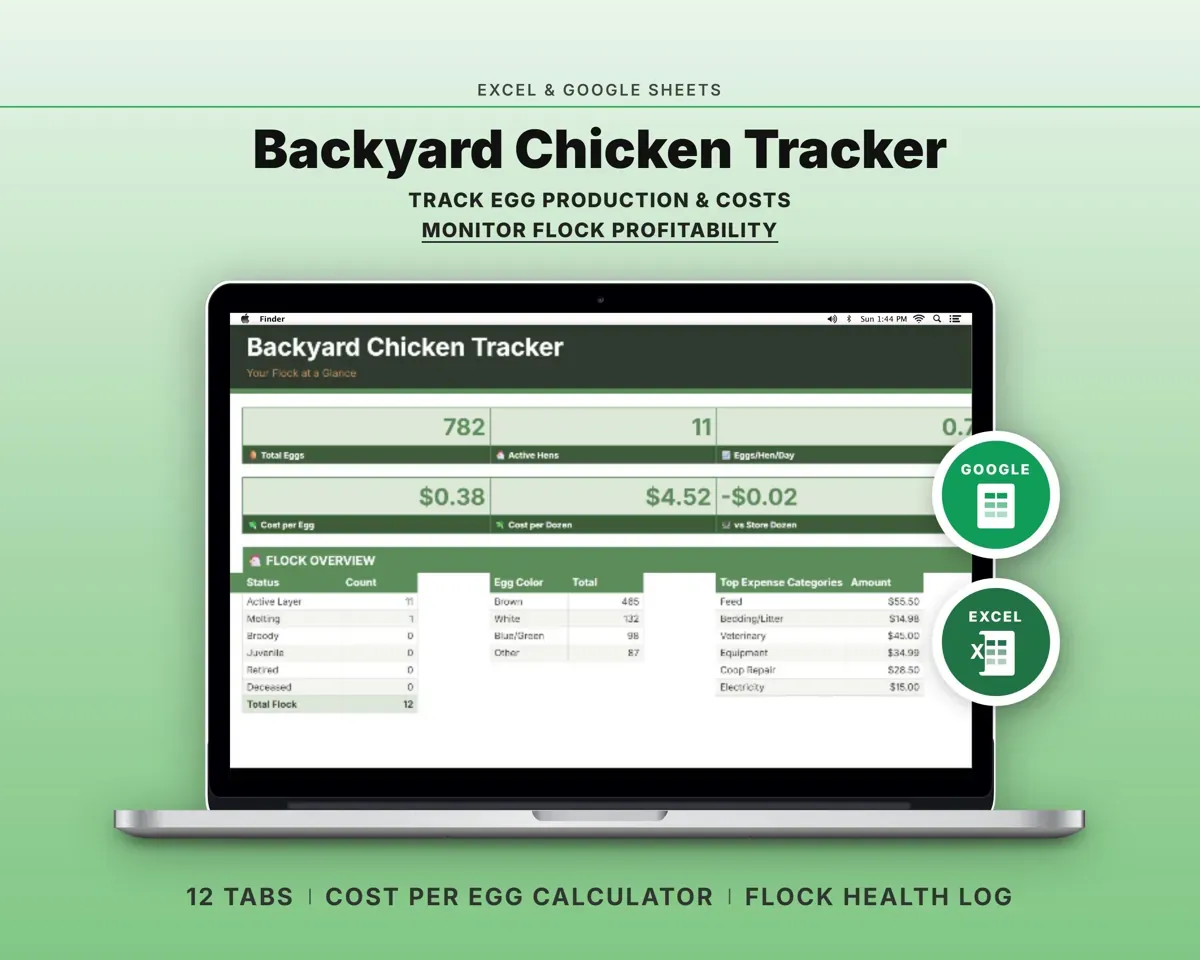 Backyard Chicken Tracker Spreadsheet preview 1