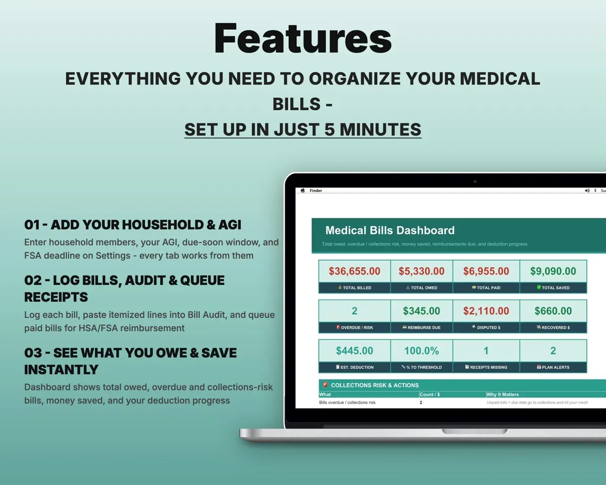 Medical Bills Tracker Spreadsheet preview 2