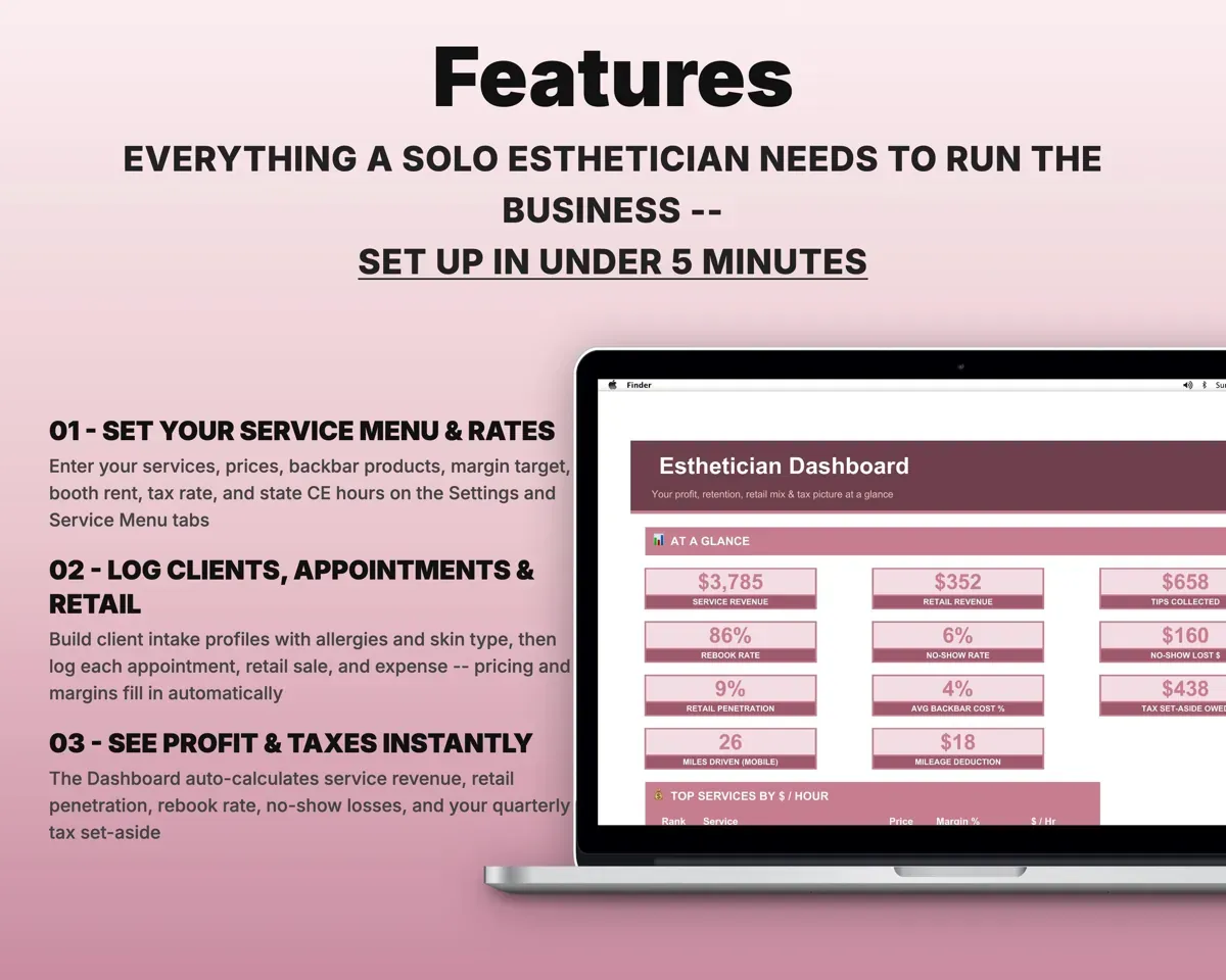 Esthetician Business Tracker preview 2