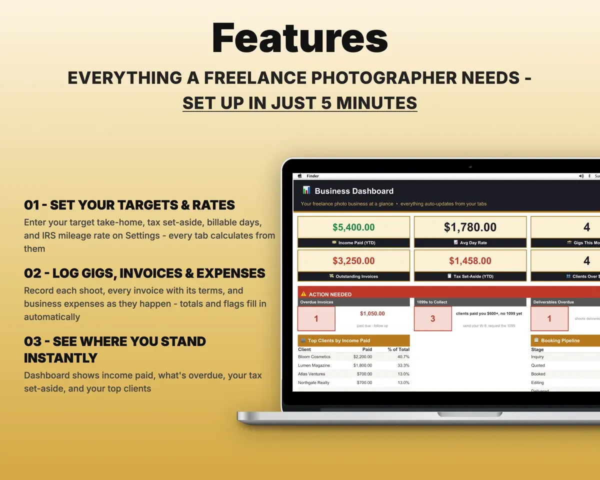 Freelance Photographer Spreadsheet preview 2