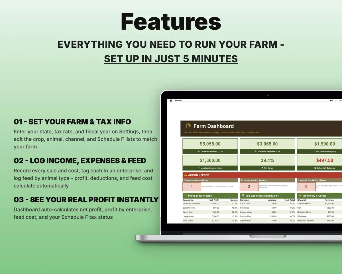 Farm Management Spreadsheet preview 2