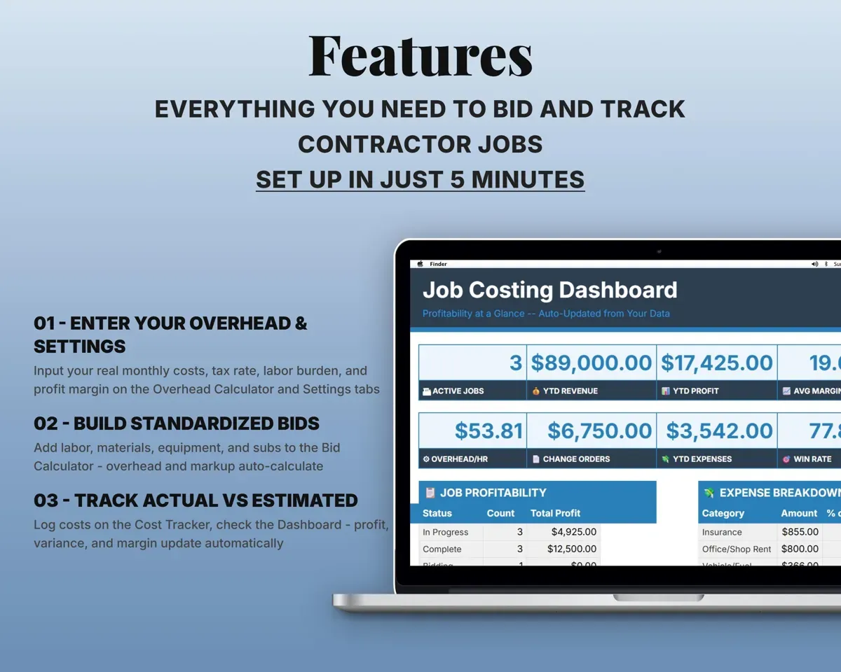 Job Costing & Bid Calculator for Contractors preview 2