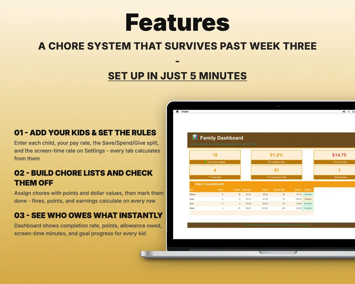 Kids Chore Chart & Allowance Tracker preview 2