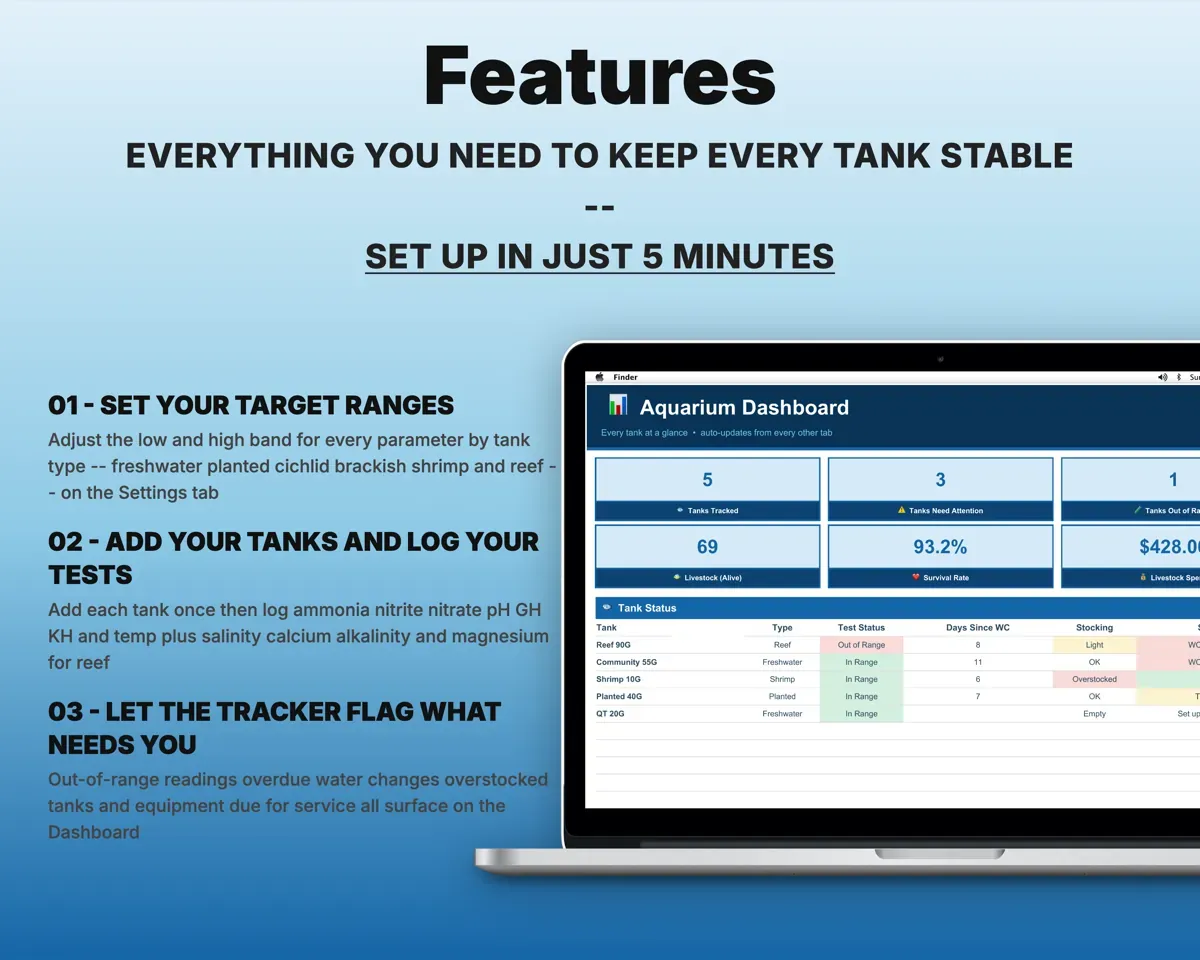 Aquarium Tracker Spreadsheet preview 2