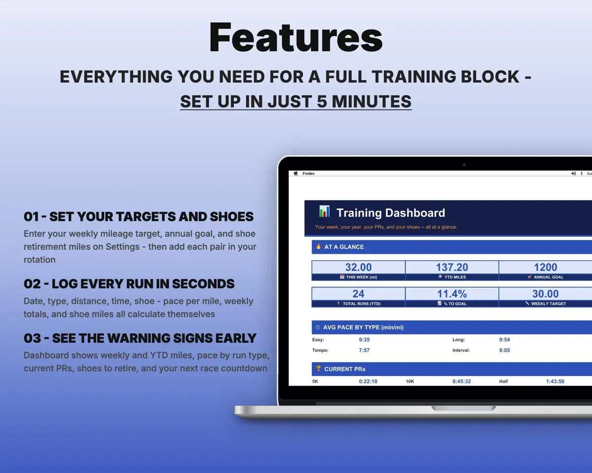 Running Training Log Spreadsheet preview 2