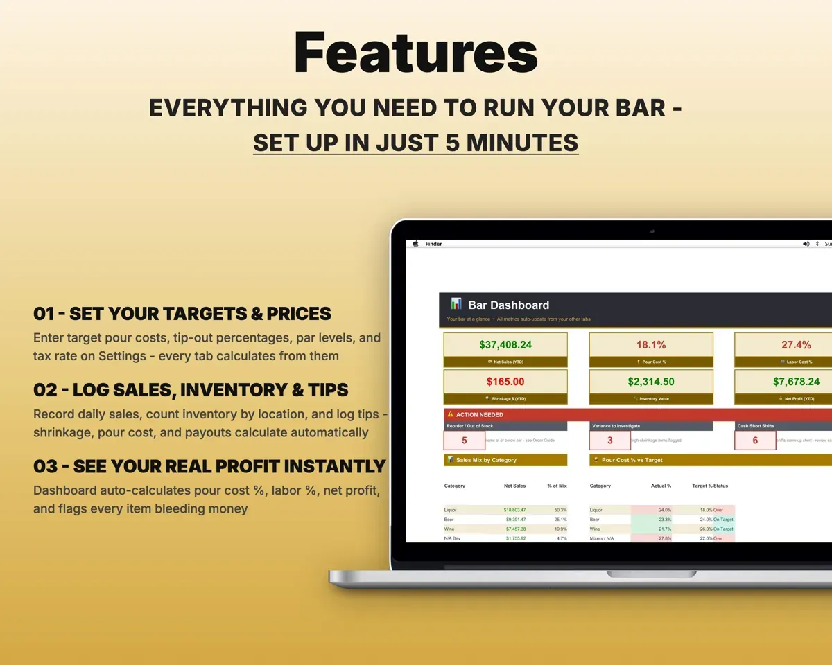 Bar Management Spreadsheet preview 2