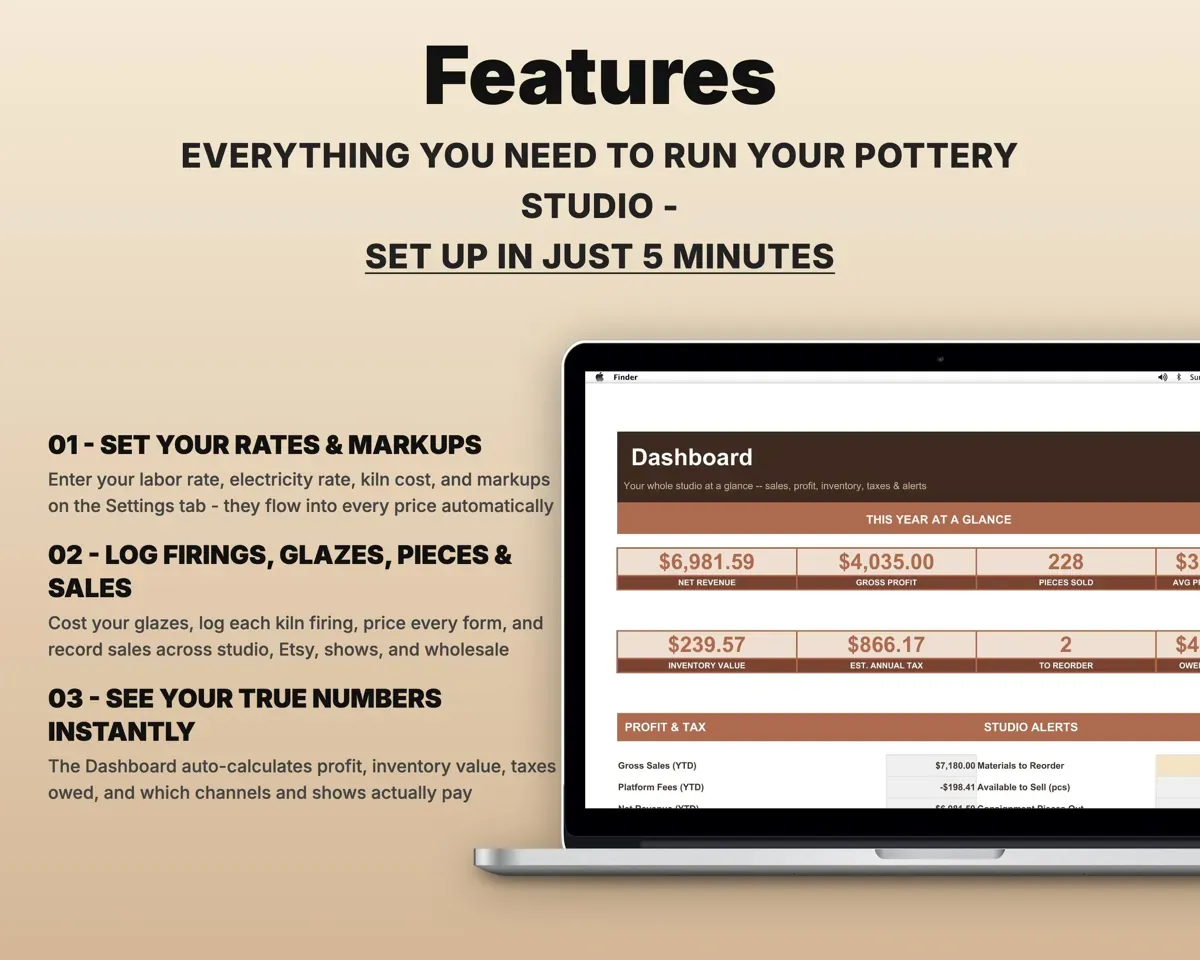 Pottery Studio Spreadsheet preview 2