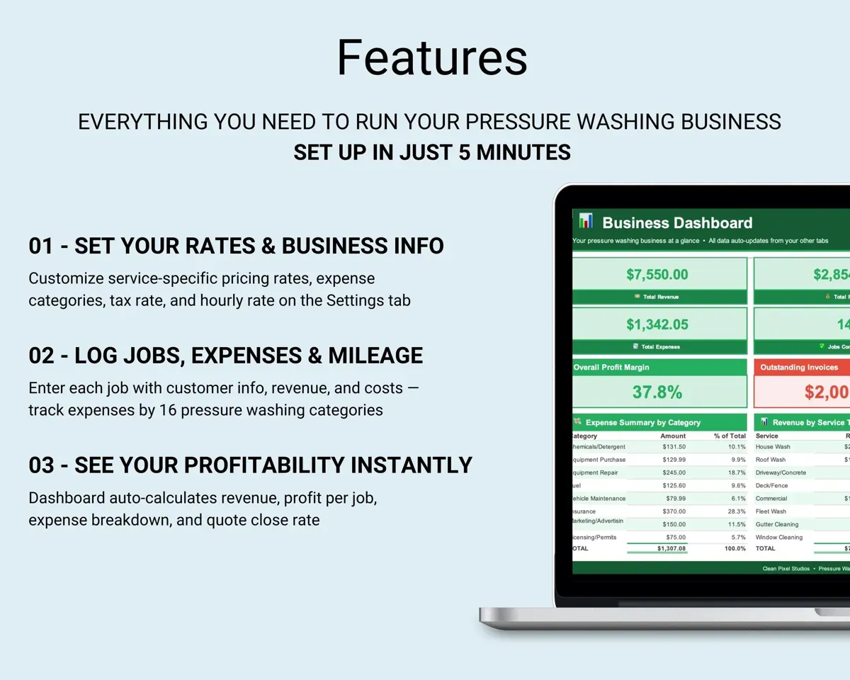 Pressure Washing Business Tracker preview 2