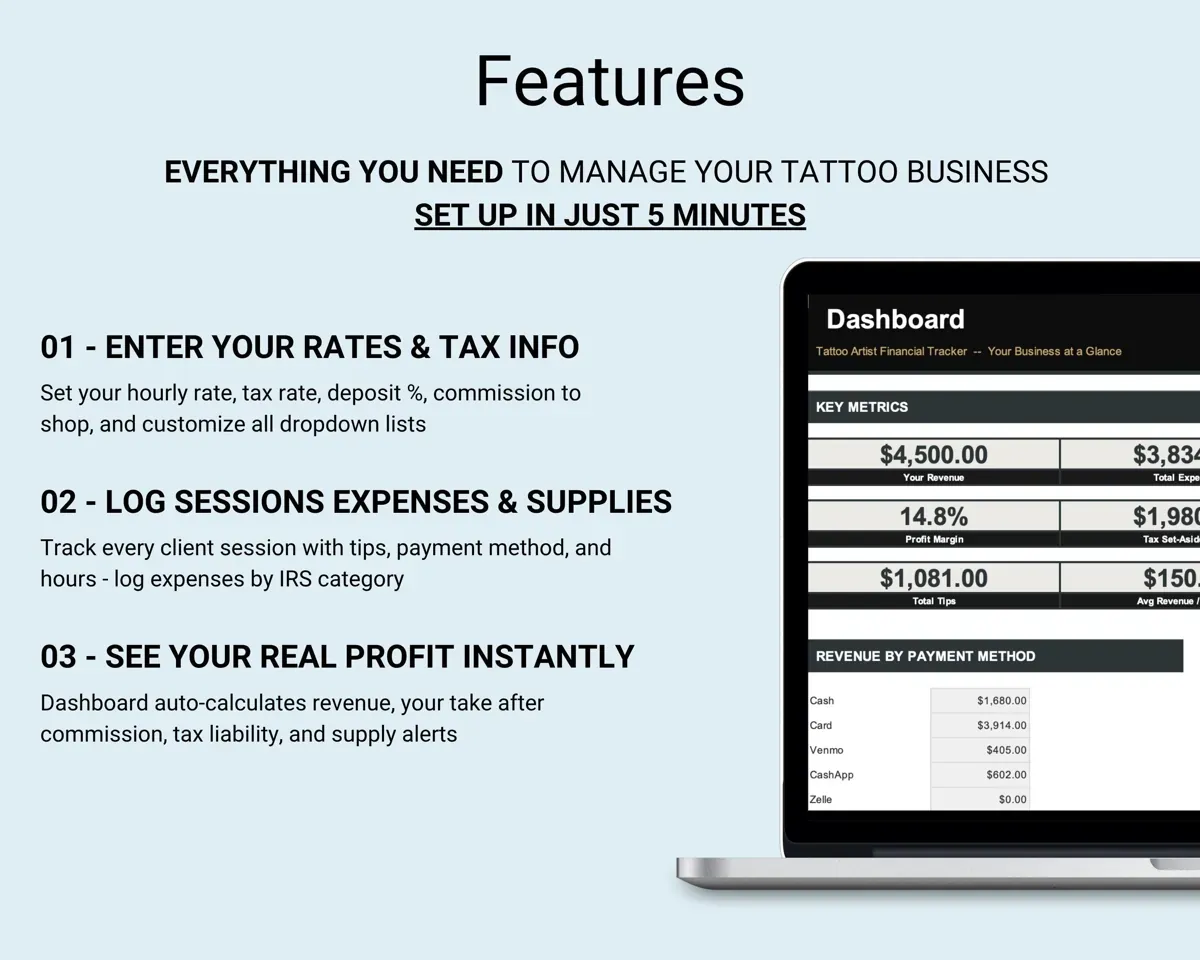 Tattoo Artist Financial Tracker preview 2