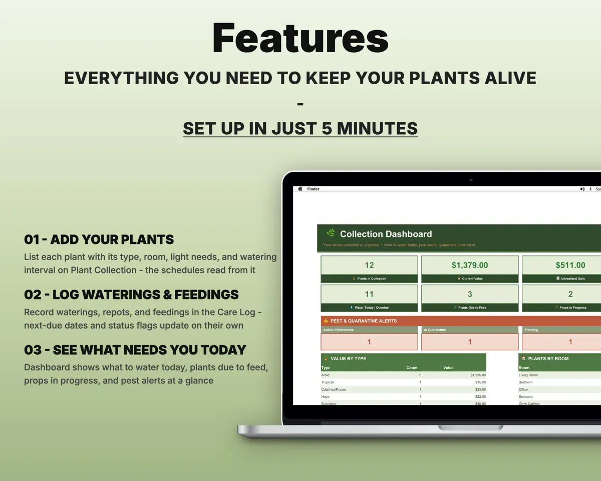Houseplant Tracker Spreadsheet preview 2