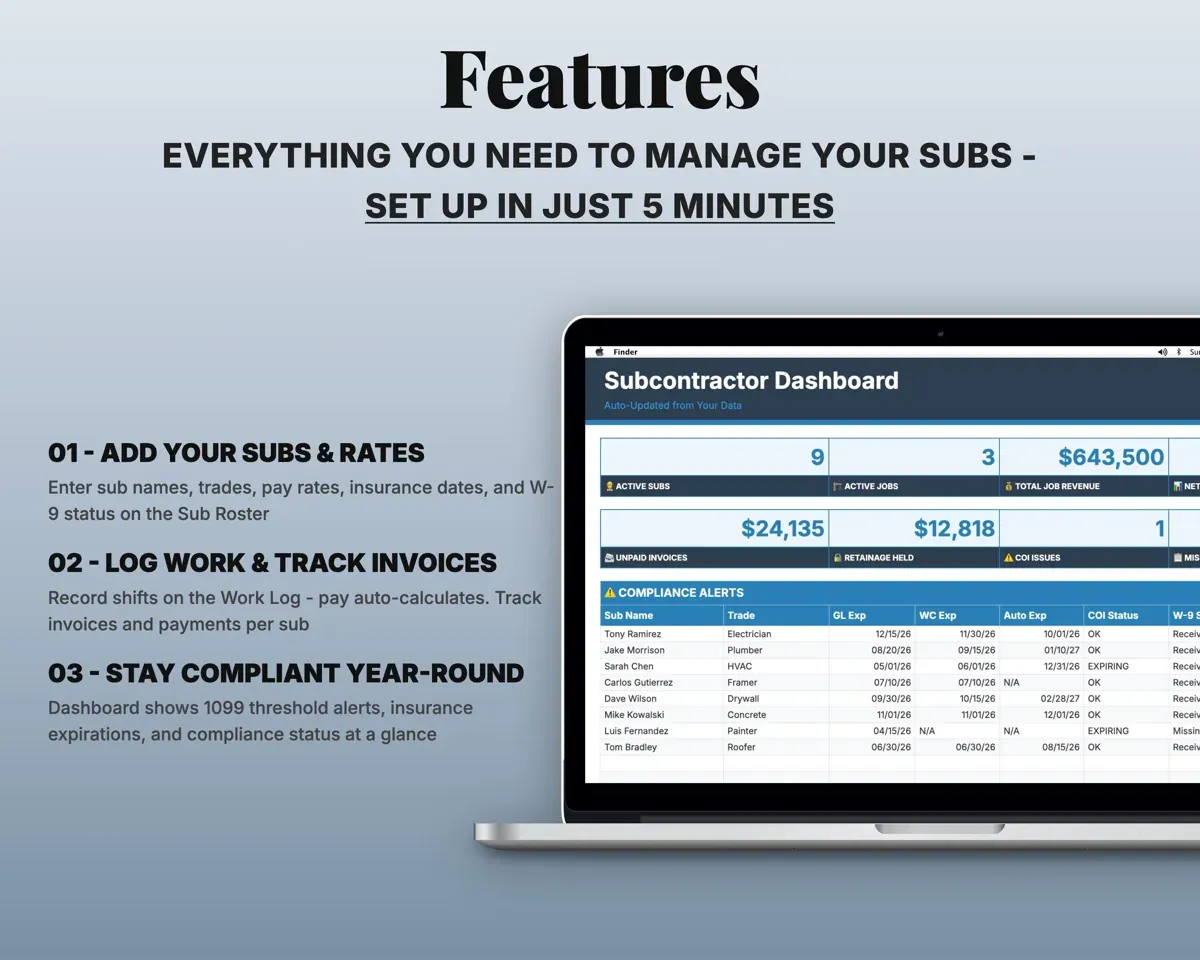 Subcontractor Management Tracker preview 2