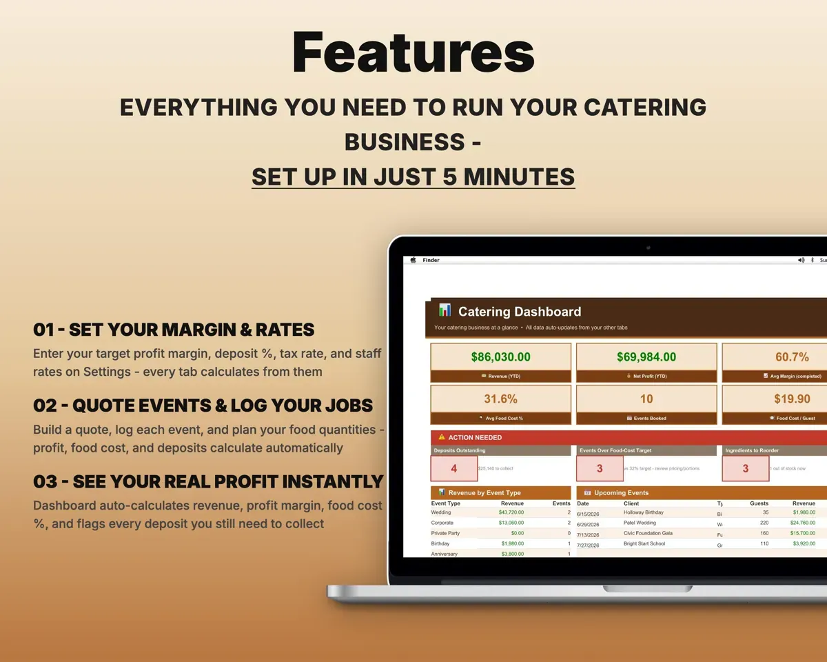 Catering Business Spreadsheet preview 2