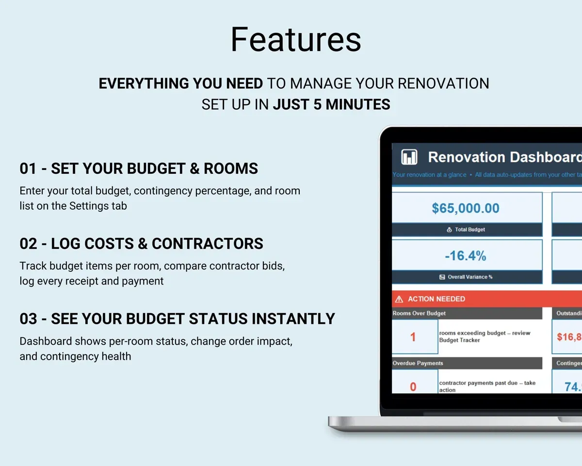 Home Renovation Planner Spreadsheet preview 2