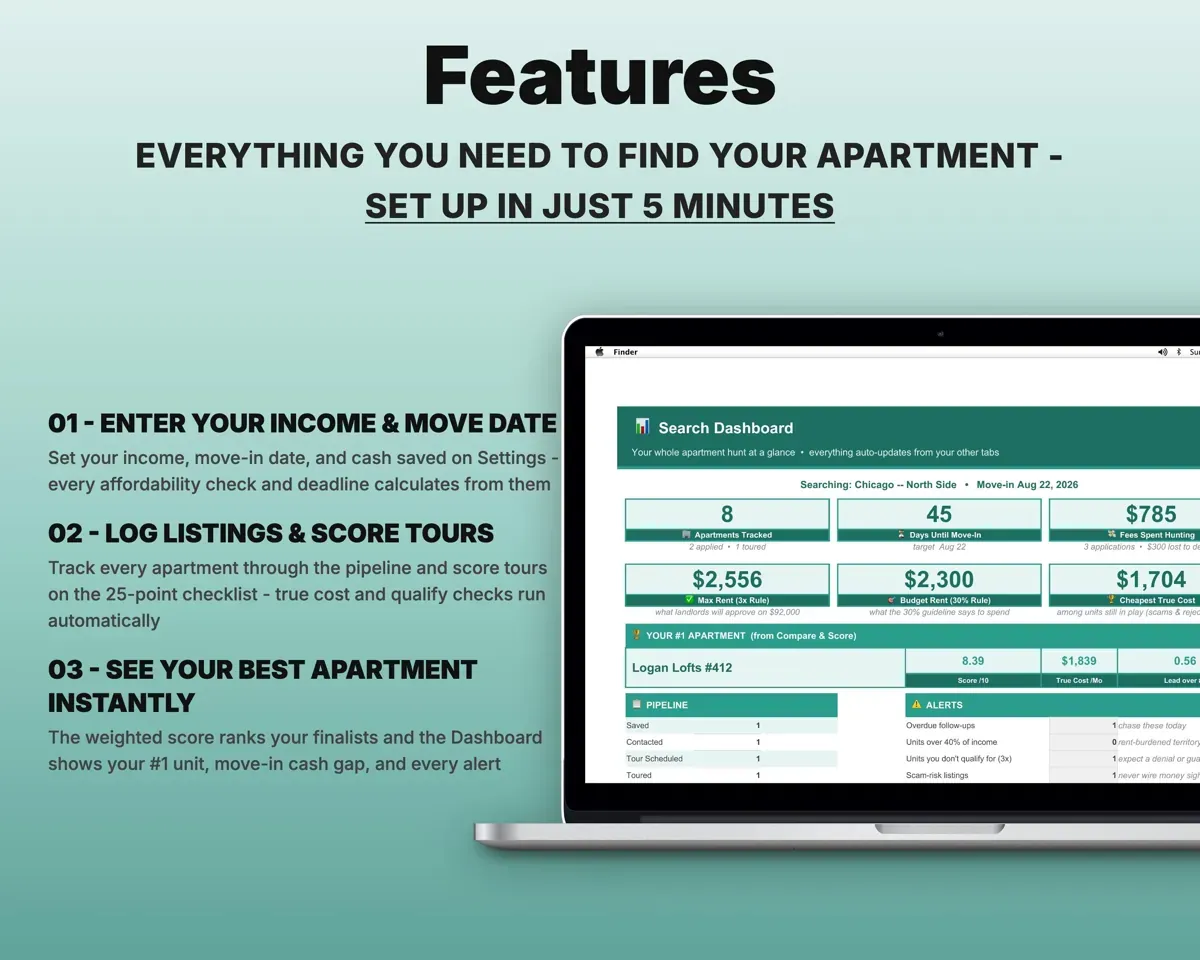Apartment Tracker Spreadsheet preview 2