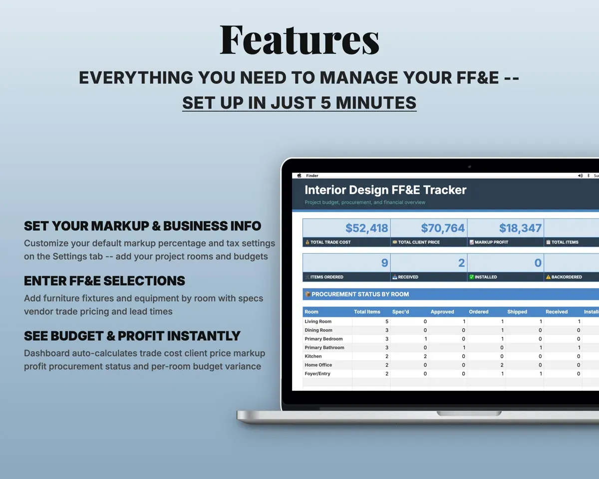 Interior Design FF&E Tracker preview 2