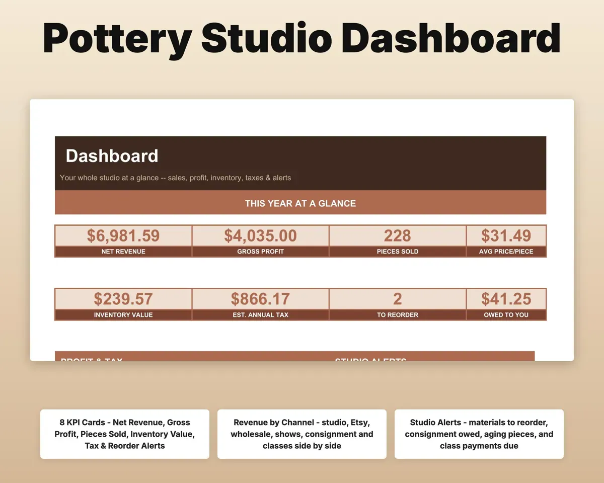 Pottery Studio Spreadsheet preview 3