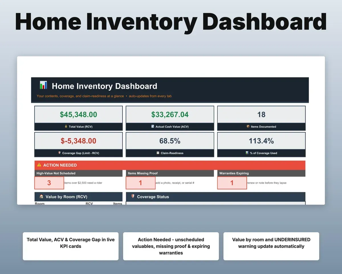 Home Inventory Spreadsheet preview 3