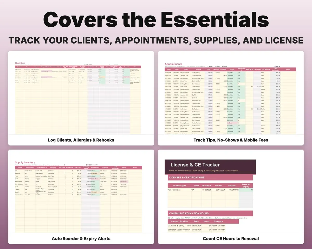 Nail Tech Business Spreadsheet preview 3