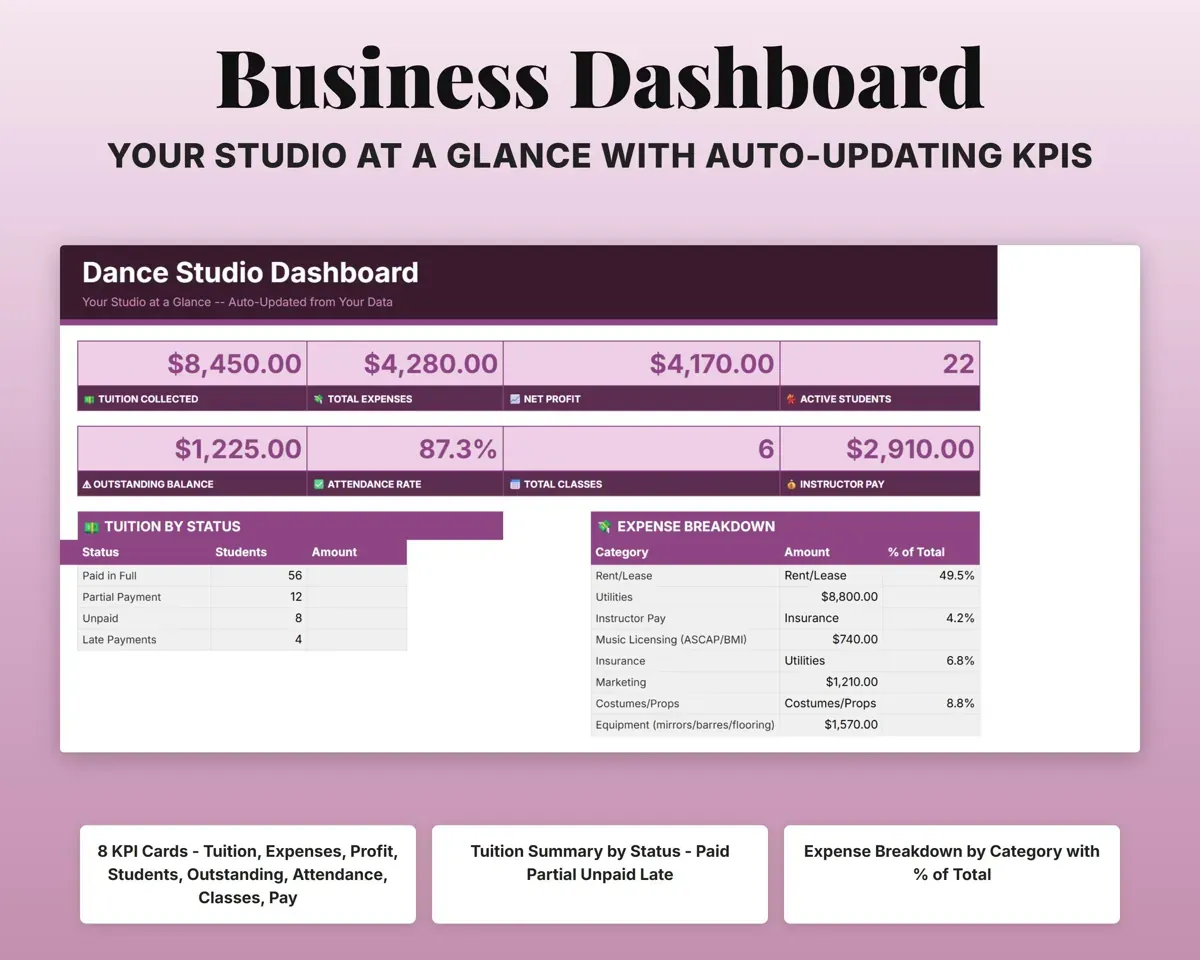 Dance Studio Business Tracker preview 3