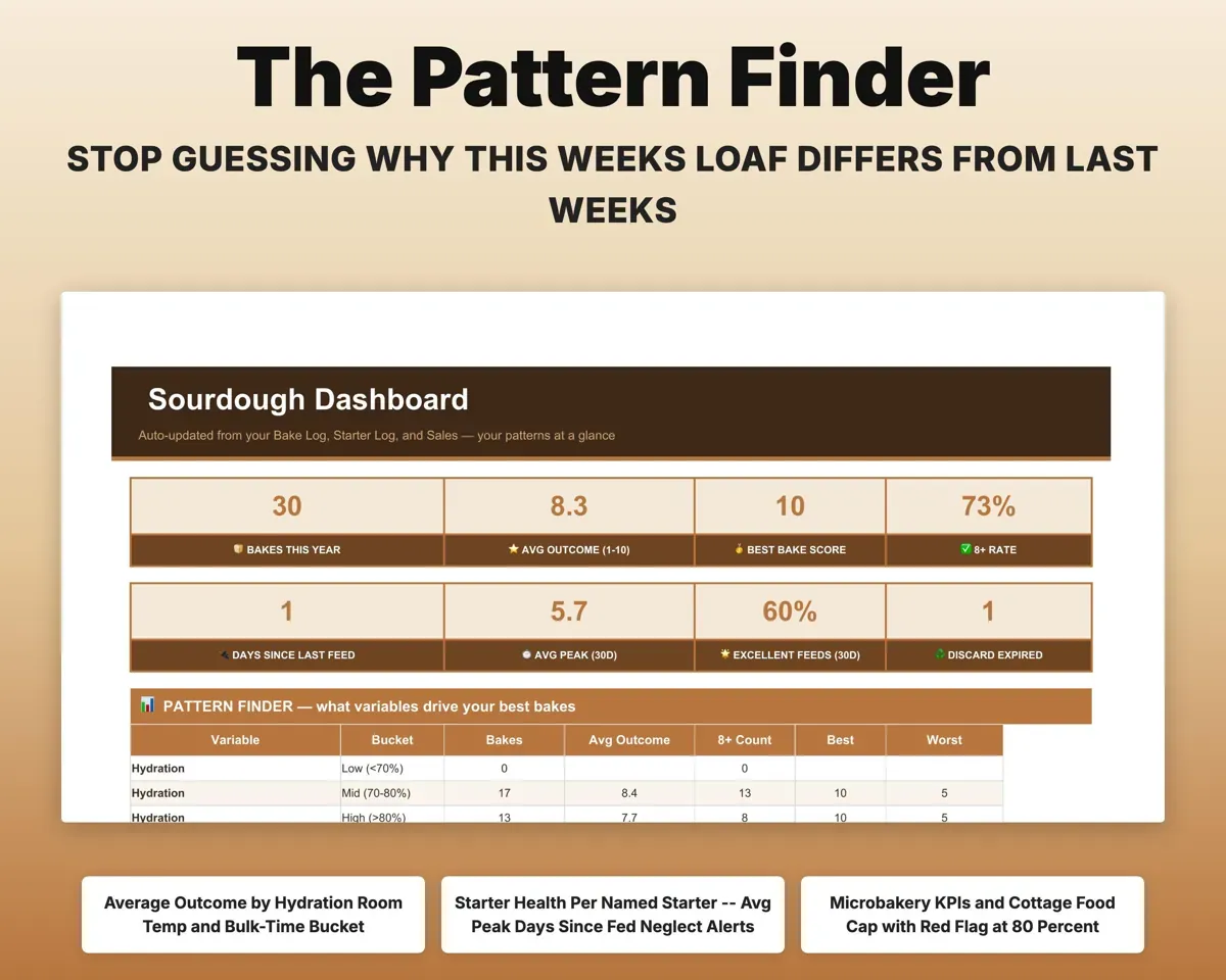 Sourdough Bake Log & Starter Tracker Spreadsheet preview 3
