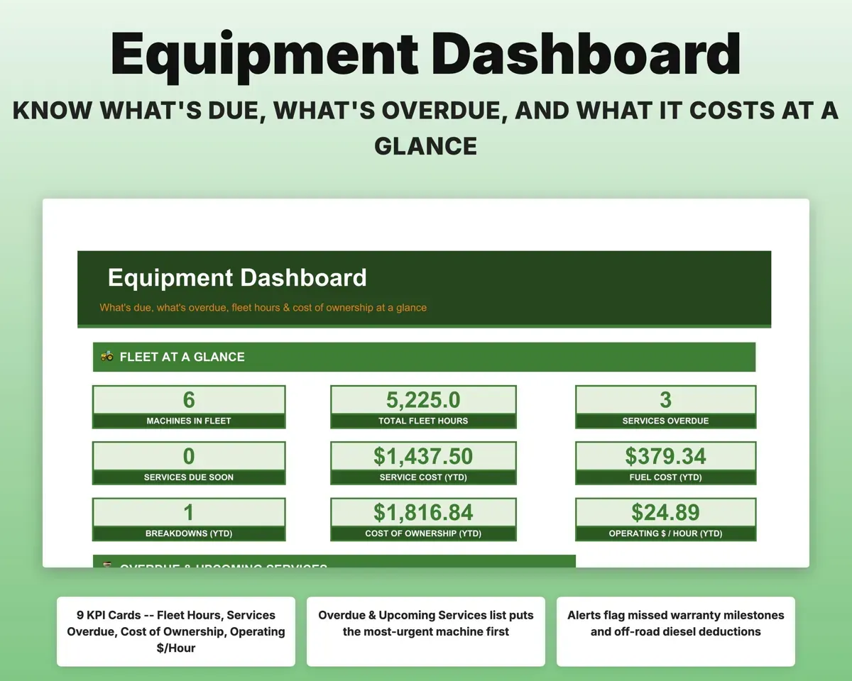 Tractor Maintenance Log Spreadsheet preview 3