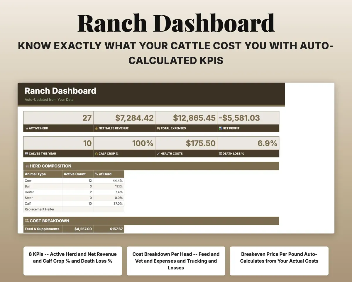 Cattle Record Book Spreadsheet preview 3
