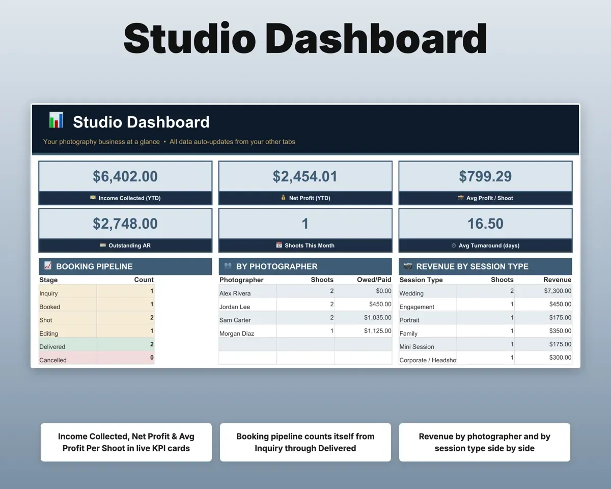 Photography Studio Spreadsheet preview 3