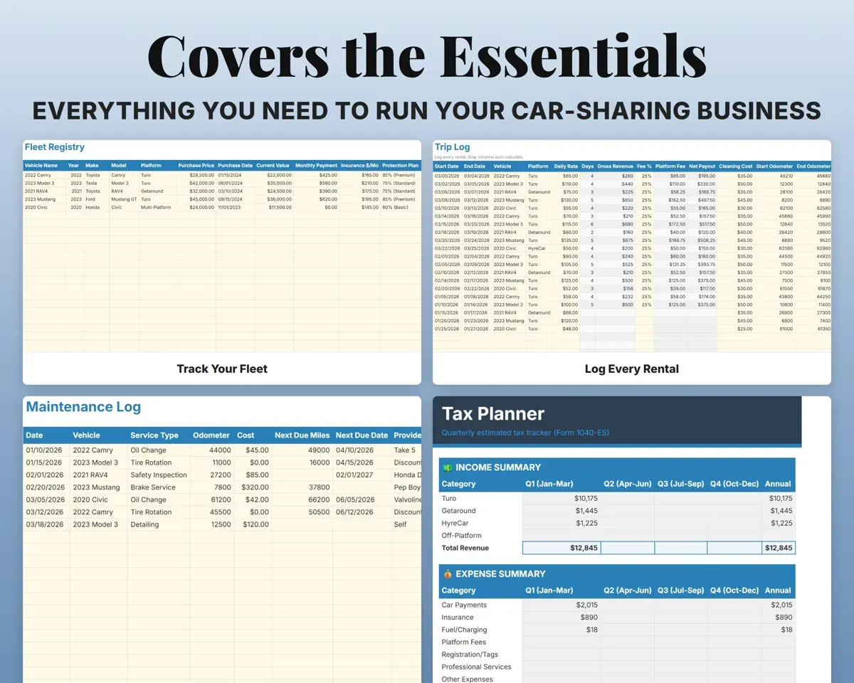 Car Sharing Host Spreadsheet preview 3