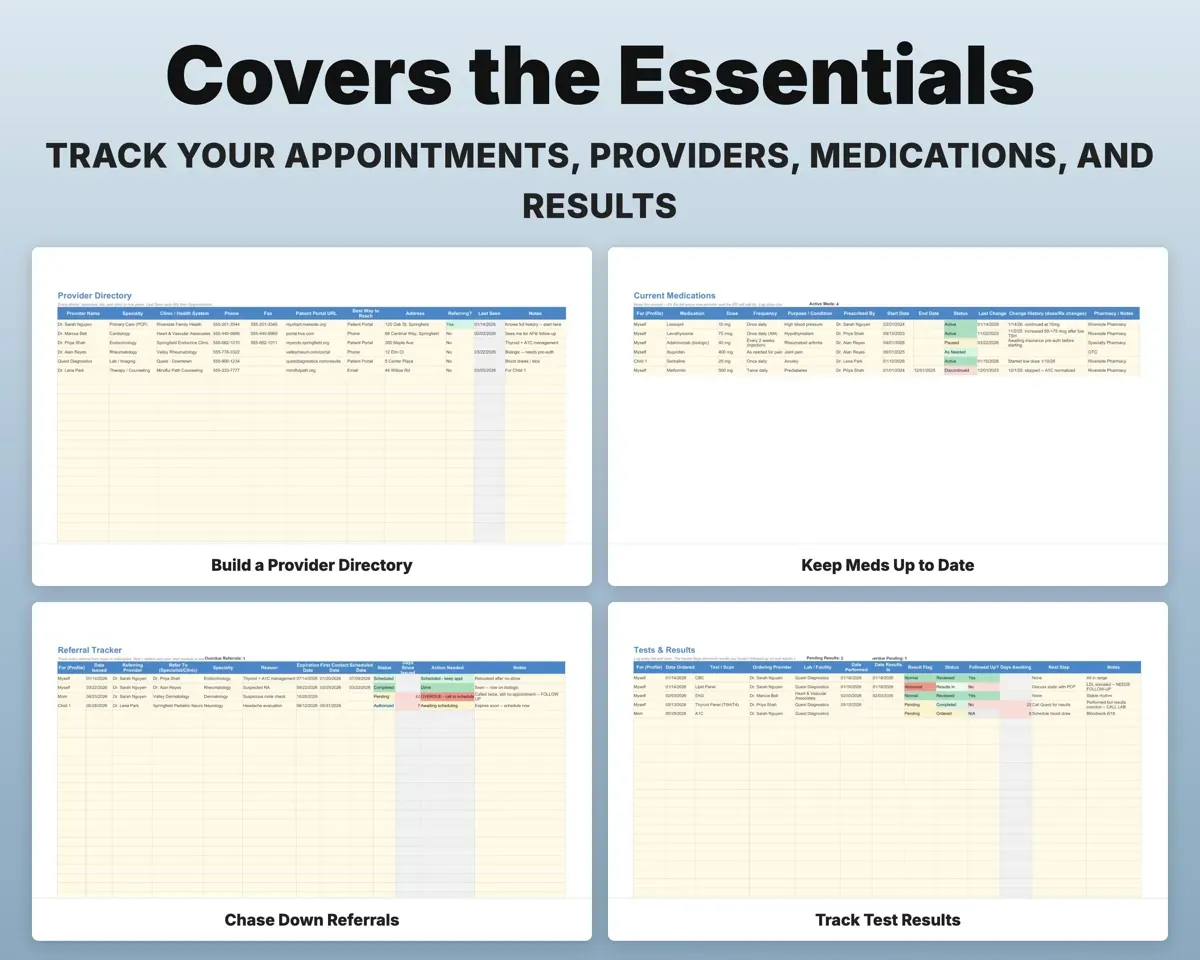 Medical Appointment Tracker Spreadsheet preview 4